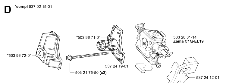 Carburetor Diagram and Parts List for 338XPT 20031800001-20034400000 Husqvarna Chainsaw