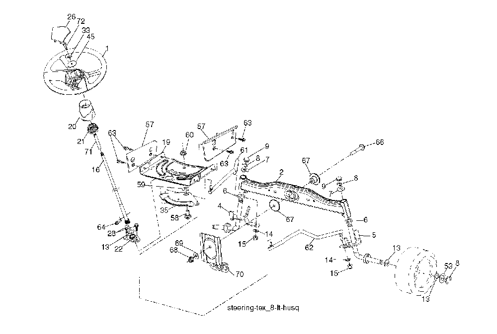 Steering Diagram and Parts List for LTH1842TWIN (96041005300, 960410053)(2007-03) Husqvarna Lawn Tractor