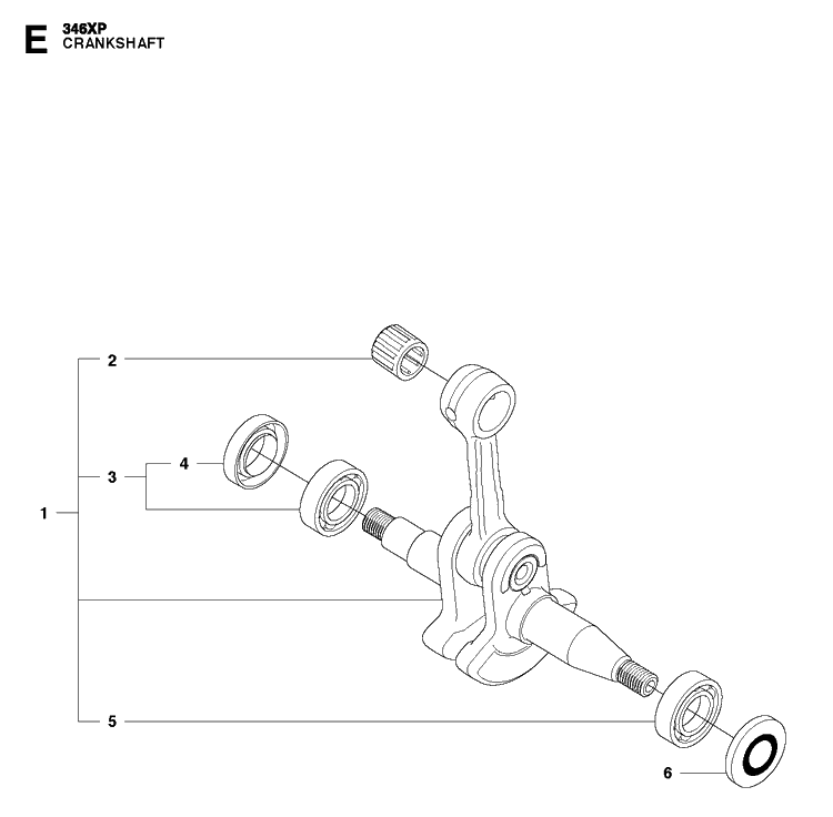 Crankshaft Diagram and Parts List for 346XP 2011-01 Husqvarna Chainsaw