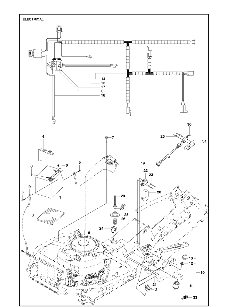 Electrical Diagram and Parts List for R214T  Husqvarna Lawn Mower
