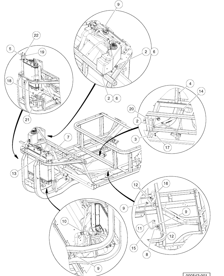 Cooling System Clamps, Hoses, And Hardware Diagram and Parts List for HUV4421GXP 2009 Husqvarna Lawn Tractor