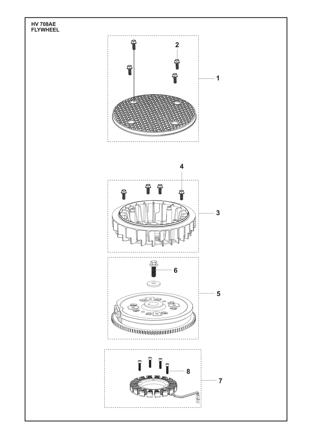 Flywheel Diagram and Parts List for HV708AE  Husqvarna Engine