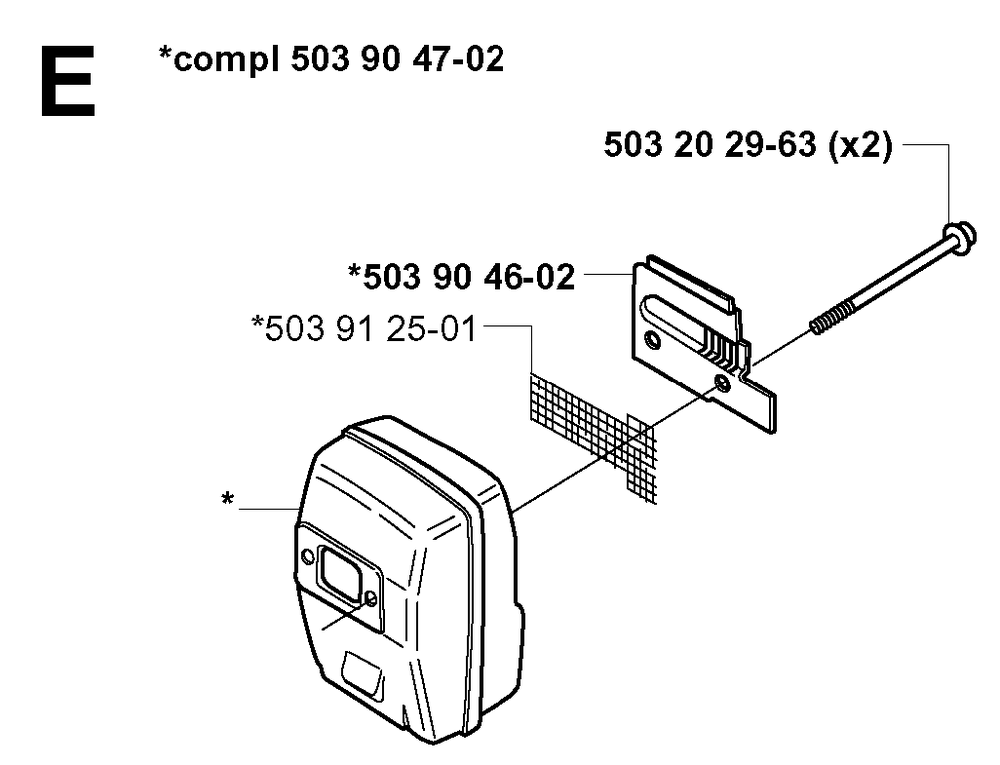 Muffler Diagram and Parts List for 240RBD 20004000001 & Above Husqvarna Trimmer