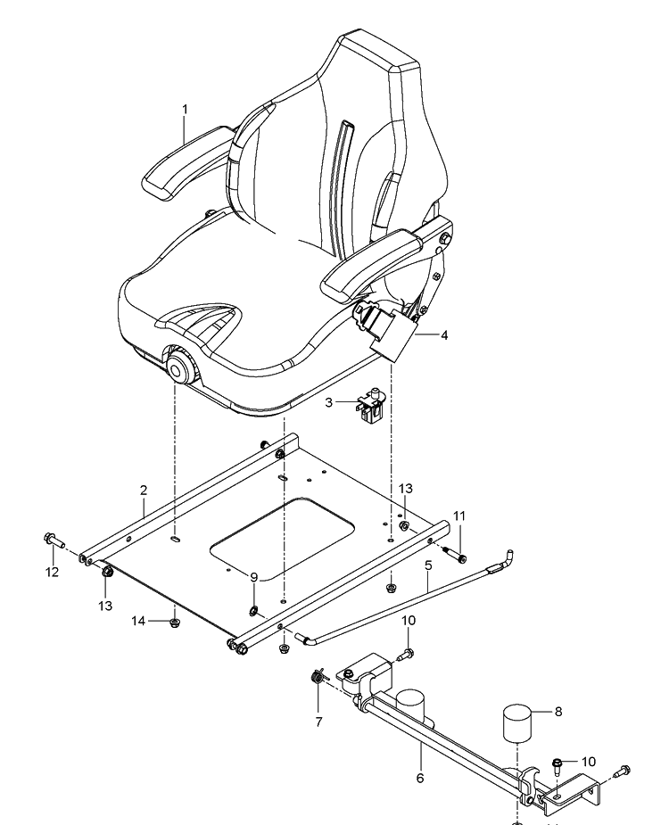 Seat Diagram and Parts List for 96661470200 2016-12 Husqvarna Lawn Mower