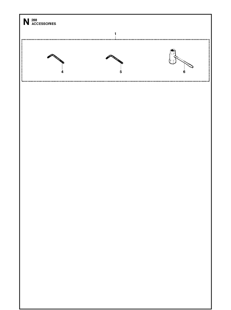 Accessories Diagram and Parts List for 288XP  Husqvarna Chainsaw
