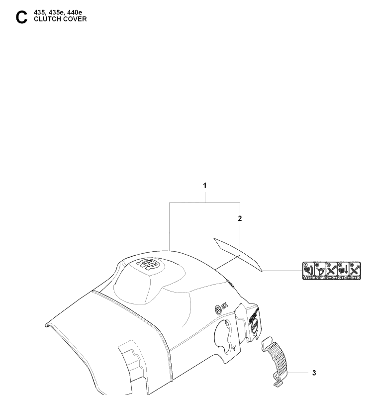 Cylinder Cover Diagram and Parts List for 440E 20090400001-20102300000 Husqvarna Chainsaw