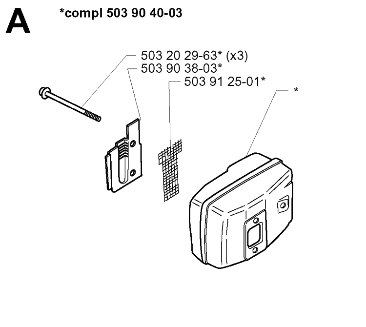 Muffler Diagram and Parts List for 225HBV 20000100001-Current Husqvarna Leaf Blower / Vacuum