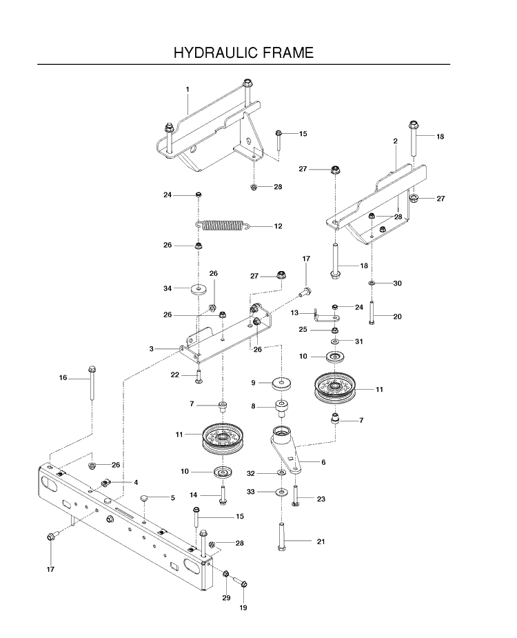 Hydraulic Frame Diagram and Parts List for P-ZT4822FSCARB (966663801)(2010-11) Husqvarna Lawn Mower