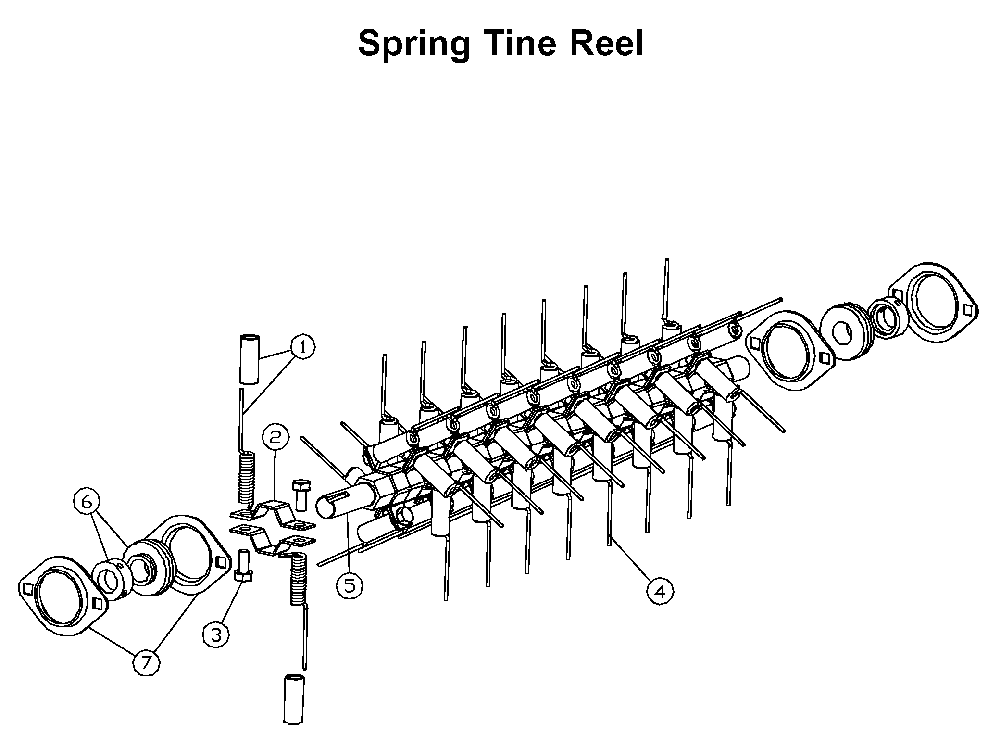 Spring Tine Diagram and Parts List for DT18C 2001-03 Husqvarna Dethatcher