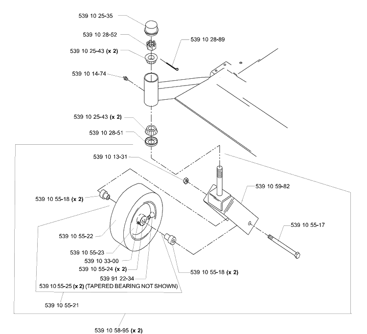 Caster Assembly Diagram and Parts List for LZ5227TXPKOA (968999309)(2006-02) Husqvarna Lawn Mower