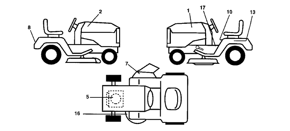 Decals Diagram and Parts List for LR121 (954140001-A)(1997-12) Husqvarna Lawn Tractor
