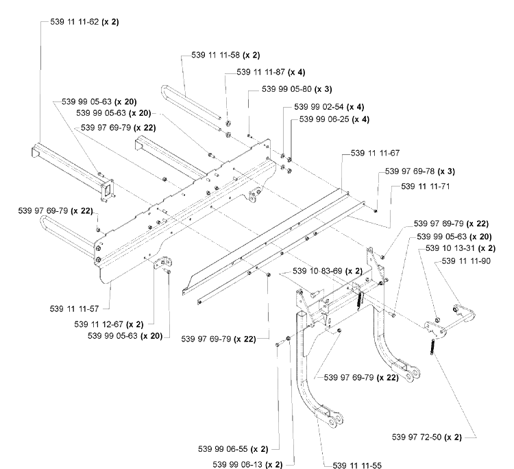 Accessories (Collection System Hitch Assembly) Diagram and Parts List for IZ4217 (968999254)(2005-03) Husqvarna Lawn Mower
