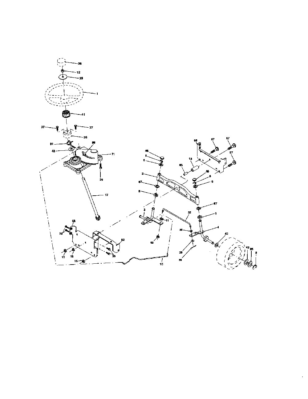 Steering assembly Diagram and Parts List for 917279060  Husqvarna Lawn Tractor