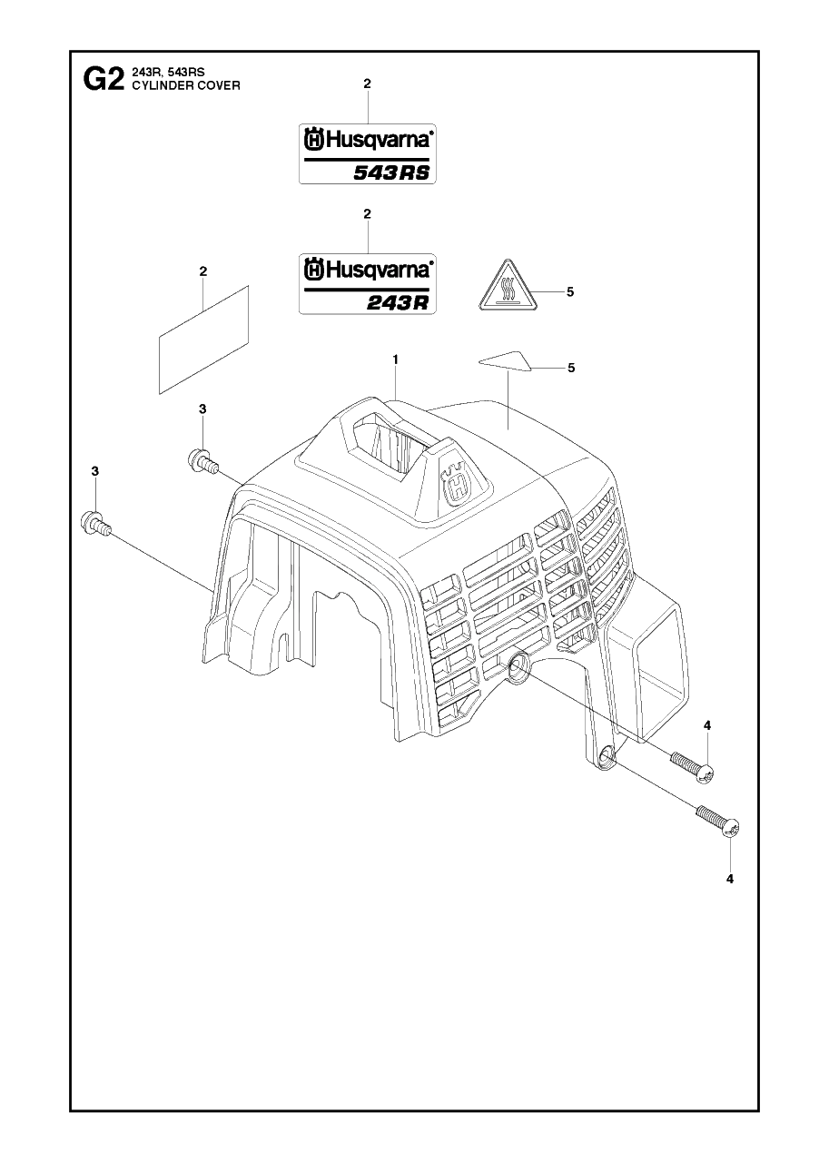 Cylinder Cover Diagram and Parts List for 243R 20121000001 & Above Husqvarna Trimmer