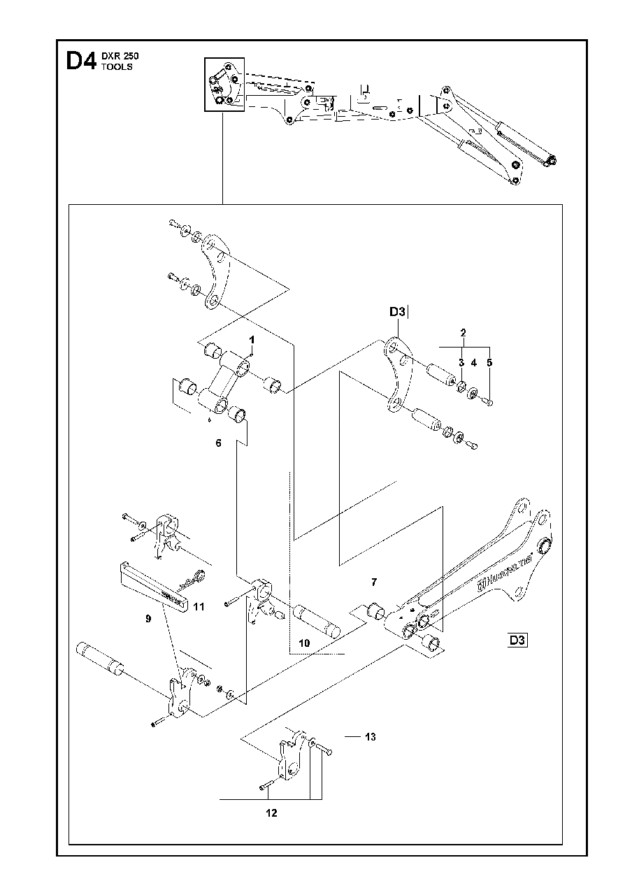 Tools Diagram and Parts List for DXR250 (12 & Above)(2013-08) Husqvarna Demolition Hammer