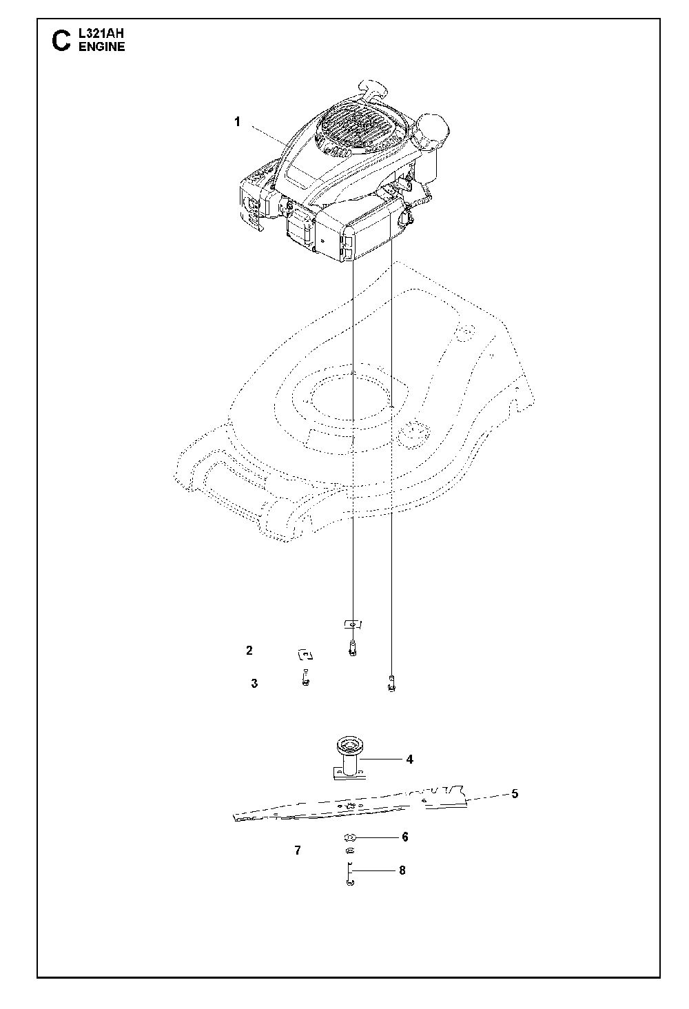 Engine Diagram and Parts List for L321AH-96794980100  Husqvarna Lawn Mower