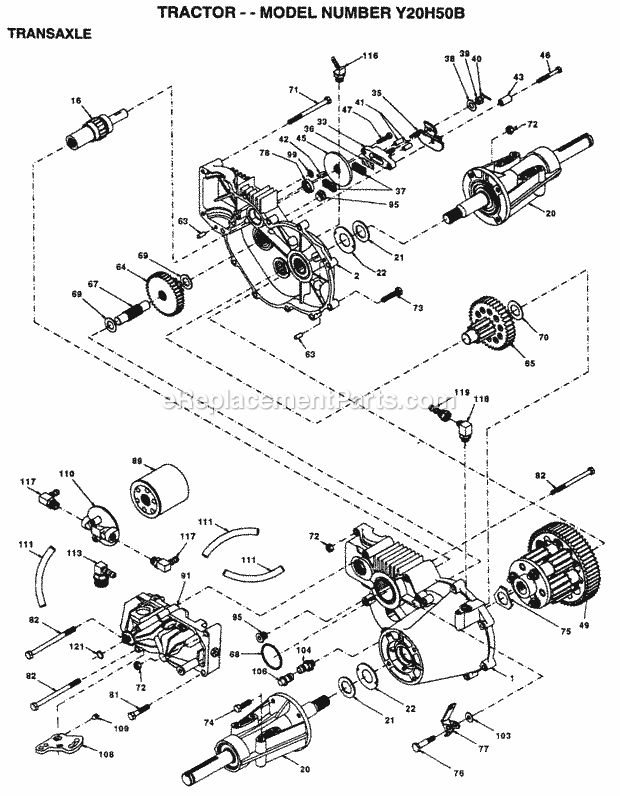 Steering Diagram and Parts List for Y20H50B 1995 Husqvarna Lawn Tractor