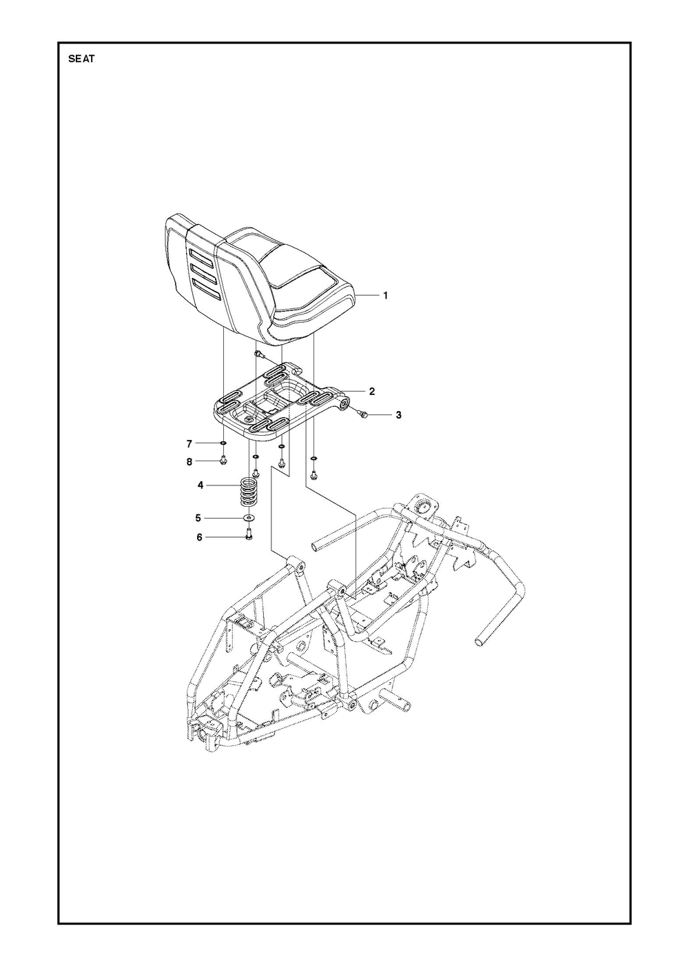 Seat Diagram and Parts List for R112C52014-2021  Husqvarna Lawn Tractor