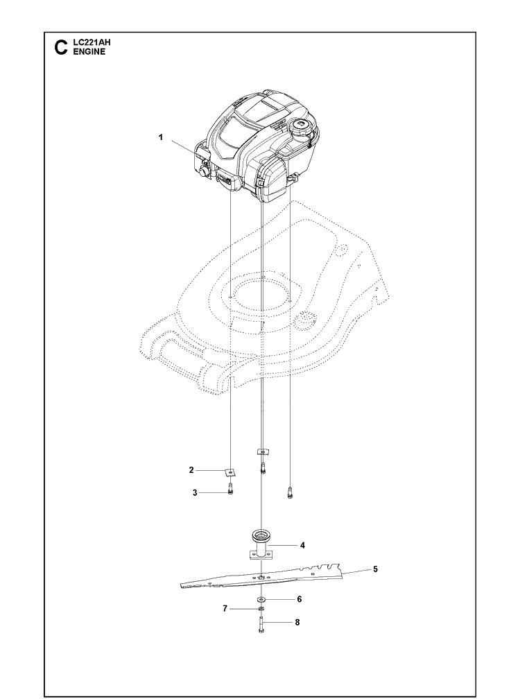 Engine Diagram and Parts List for LC221AH 96145003100 Husqvarna Lawn Mower