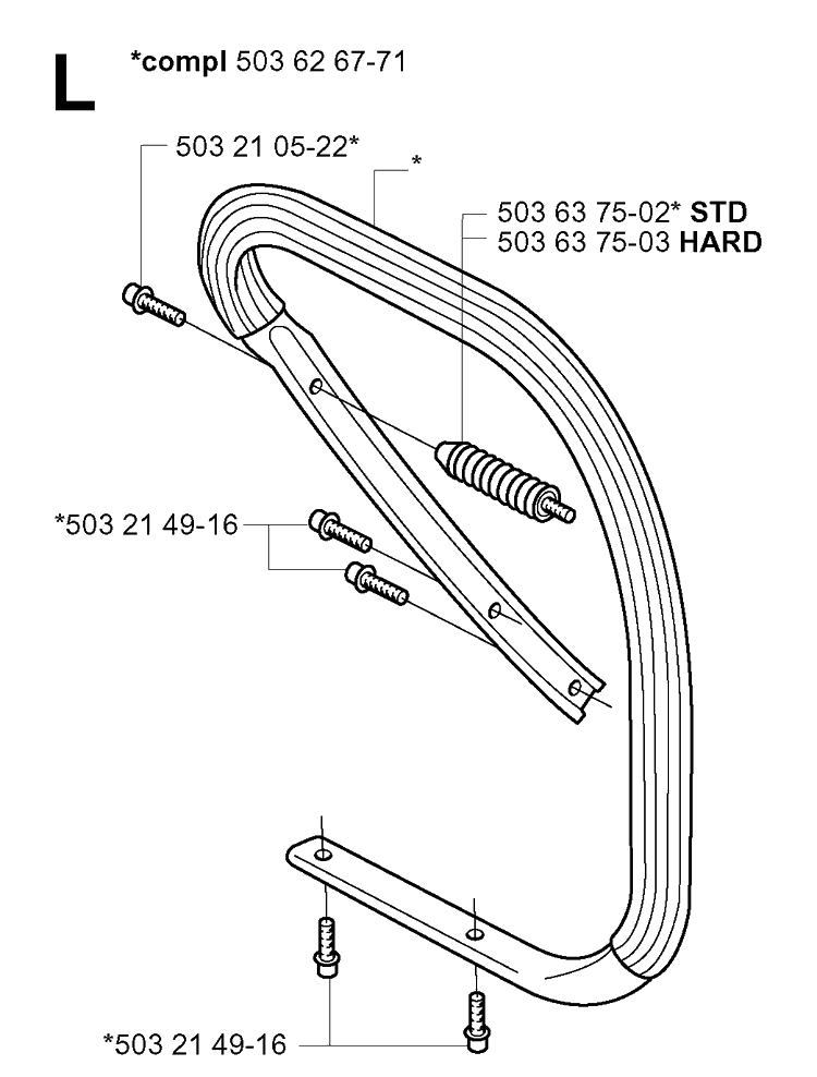 Handle Diagram and Parts List for 372XP/ (XPG)(20051800001-20070100000) Husqvarna Chainsaw