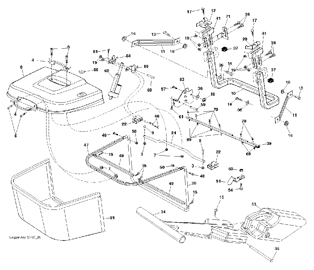 Bagger Diagram and Parts List for CTH150 (TWIN, 96061026000)(2010-01) Husqvarna Lawn Tractor