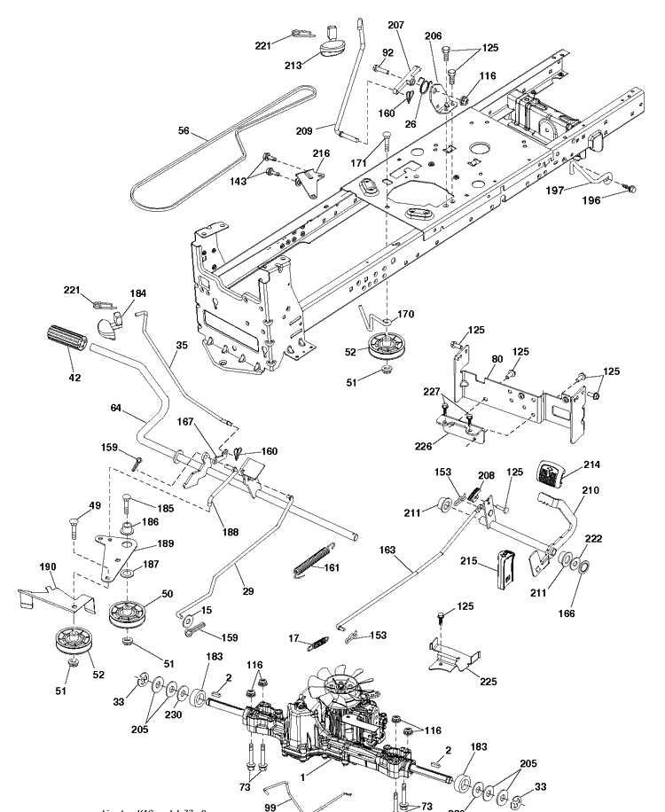 Drive Diagram and Parts List for YTH2348-240443 2012-11 Husqvarna Lawn Tractor