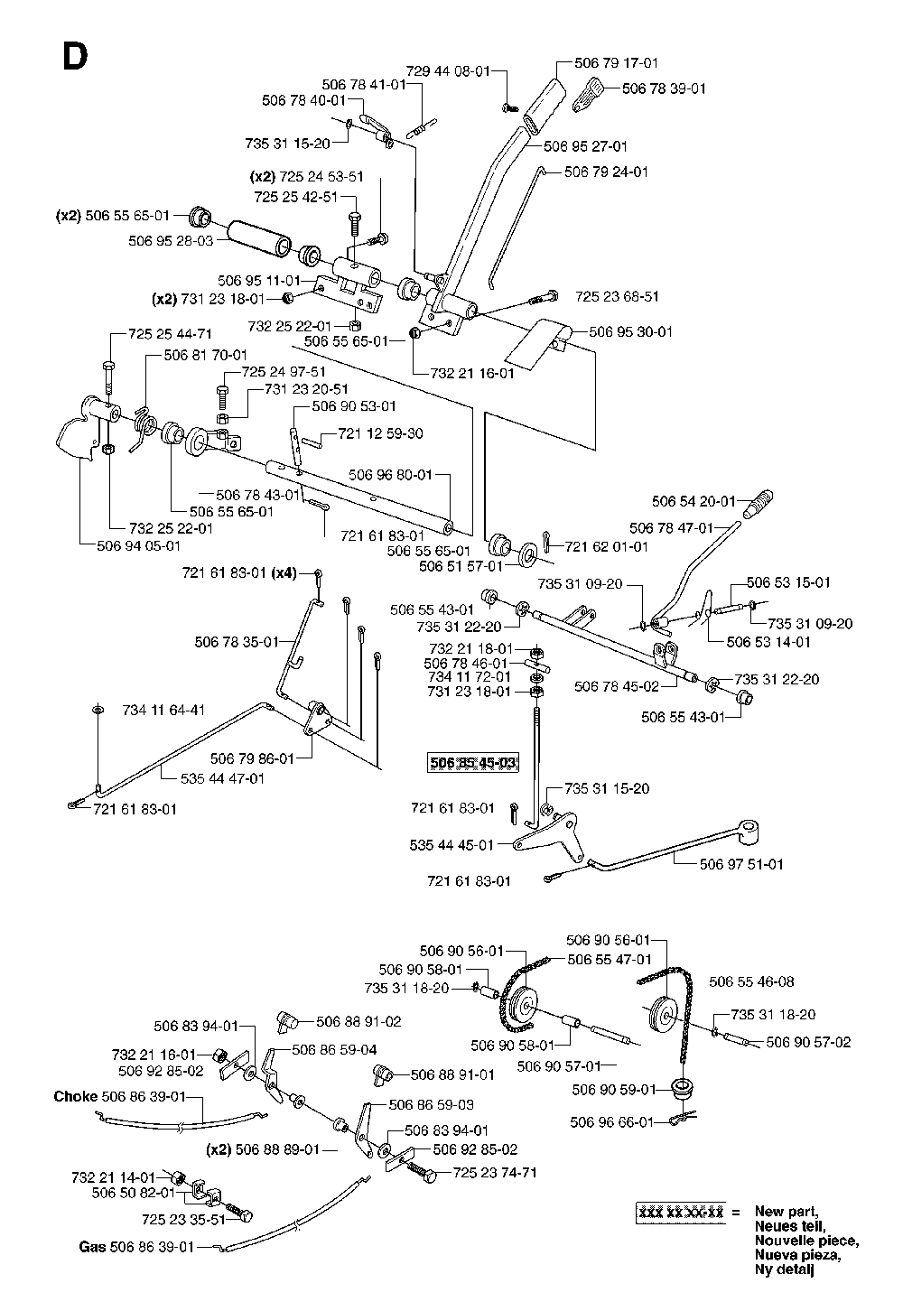 Controls Diagram and Parts List for RIDERPRO18AWD (965095001)(2007-03) Husqvarna Lawn Tractor