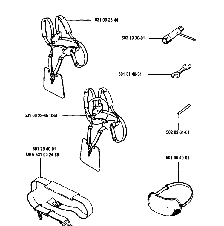 Accessories Diagram and Parts List for 125L 1993-04 Husqvarna Trimmer