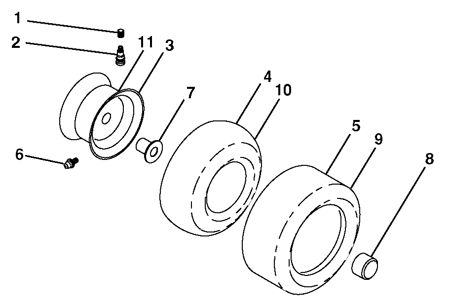 Wheels And Tires Diagram and Parts List for GTH2448T (960450003-00)(2005-11) Husqvarna Lawn Tractor