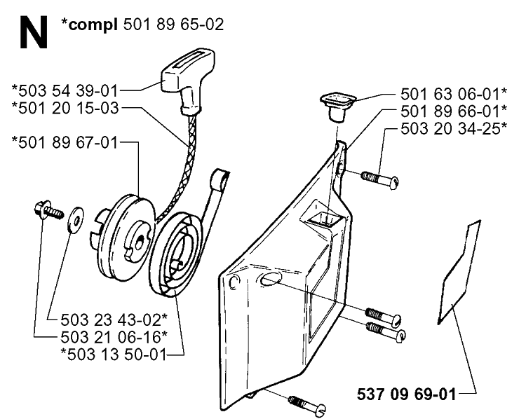 Starter Diagram and Parts List for 3120 20000600001-20013500000 Husqvarna Chainsaw
