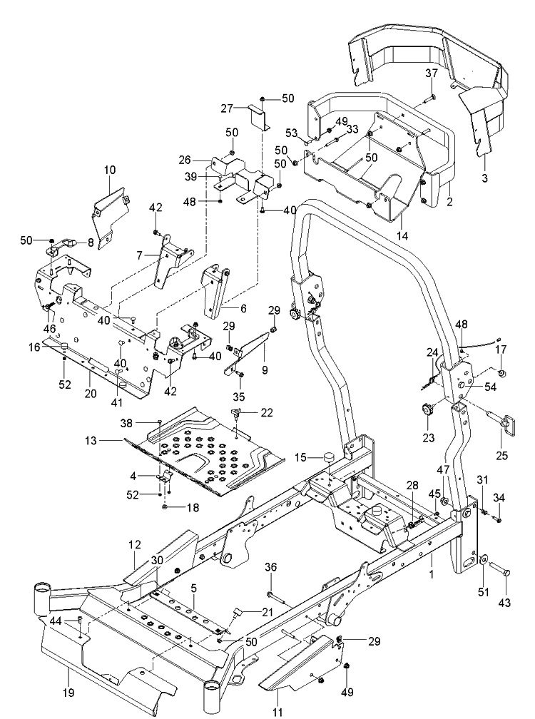 Frame Diagram and Parts List for Z560X (96793040100)(2018-08) Husqvarna Lawn Mower