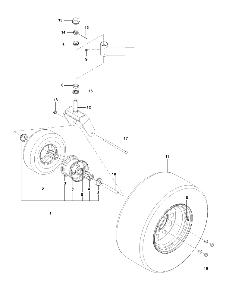 Wheels Tires Diagram and Parts List for MZ5424S (967003903)(2013-07) Husqvarna Lawn Mower