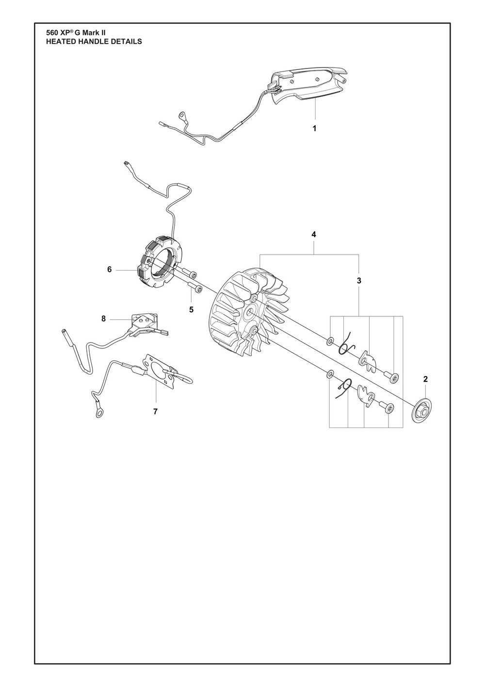 Heated Handle Diagram and Parts List for 560XPGMARKII  Husqvarna Chainsaw