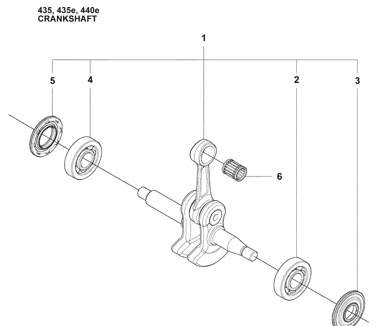 Crankshaft Diagram and Parts List for 440E 2009-02 Husqvarna Chainsaw