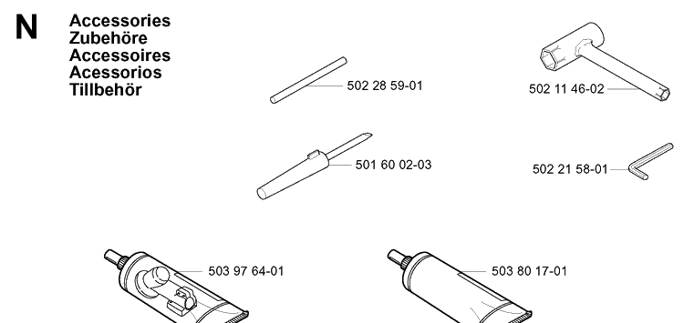 Accessories Diagram and Parts List for 322E 20010100001-Current Husqvarna Edger
