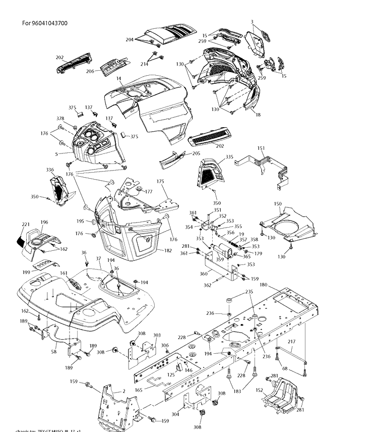 Chassis / Frame 2 Diagram and Parts List for TS348XD  Husqvarna Lawn Tractor
