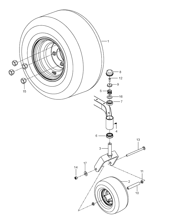 Wheels And Tires Diagram and Parts List for RZ4622TBF (967176201)(2013-06) Husqvarna Lawn Mower