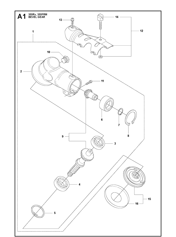 Bevel Gear 2 Diagram and Parts List for 355FRM  Husqvarna Brush Cutter