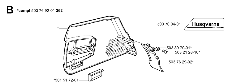 Clutch Cover 2 Diagram and Parts List for 372XP/ (XPG)(20034000001-20051800000) Husqvarna Chainsaw