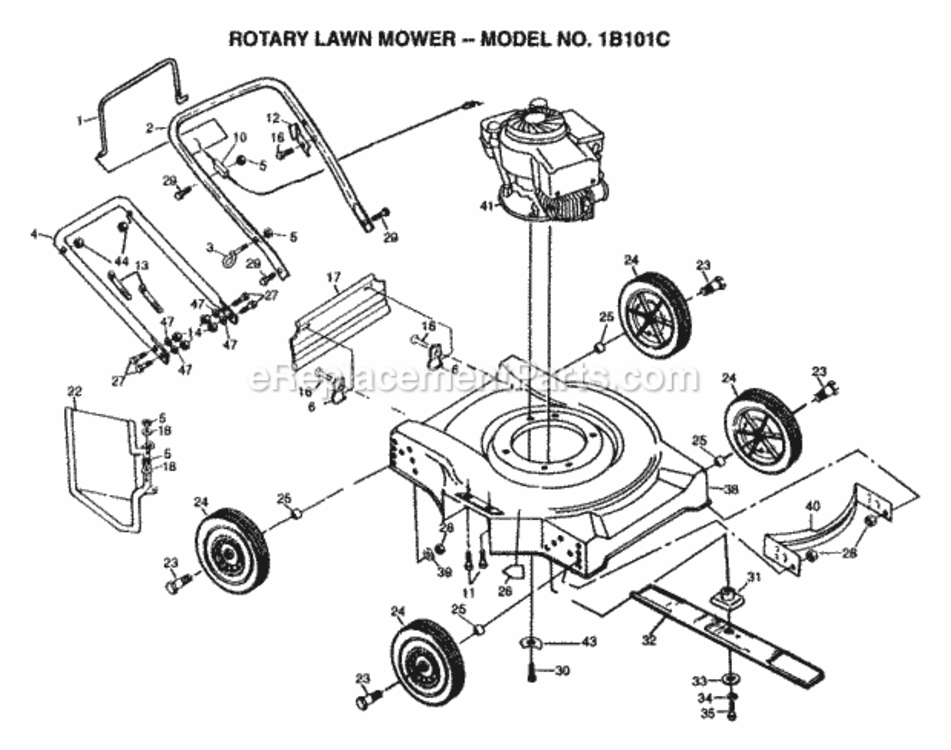 Page A Diagram and Parts List for 1B101C 1995 Husqvarna Lawn Mower