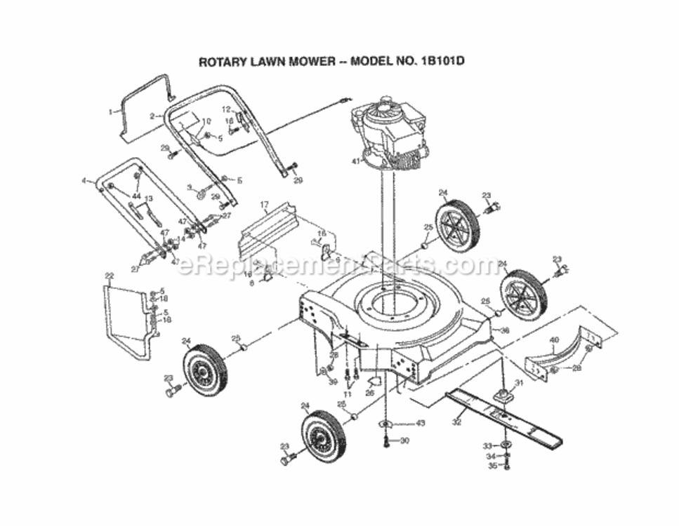 Page A Diagram and Parts List for 1B101D 1995 Husqvarna Lawn Mower