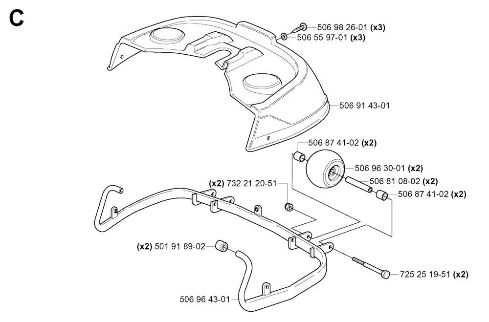 Protection Frame Diagram and Parts List for R11 (953519401)(2006-01) Husqvarna Lawn Tractor