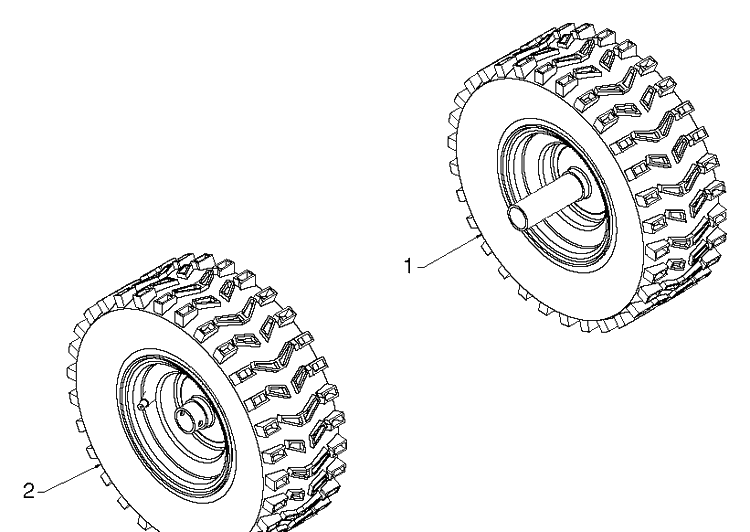 Wheels And Tires 2 Diagram and Parts List for 1830HV (96193007304)(2012-06) Husqvarna Snow Blower