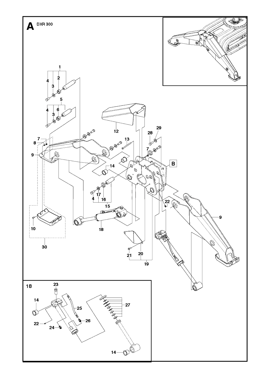 Support Legs Diagram and Parts List for DXR300 (1 & Above)(2013-08) Husqvarna Demolition Hammer