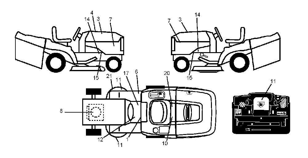 Decals Diagram and Parts List for CTH220TWIN (96061026500)(2010-01) Husqvarna Lawn Tractor