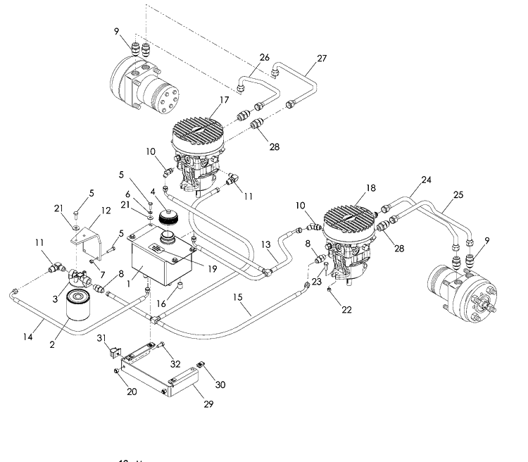 Hydraulic Pump - Motor Diagram and Parts List for LZ6130 (968999675)(2008-12) Husqvarna Lawn Mower