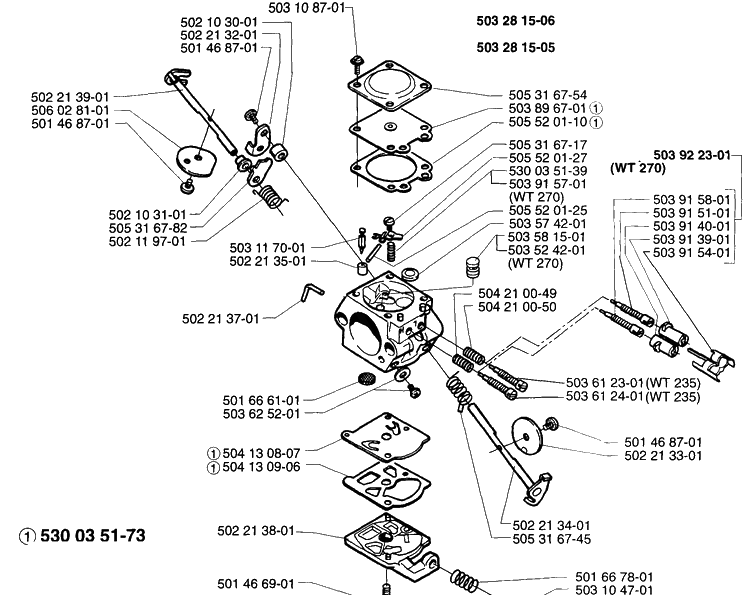 Carburetor Parts Diagram and Parts List for 225LD 1997-02 Husqvarna Brush Cutter