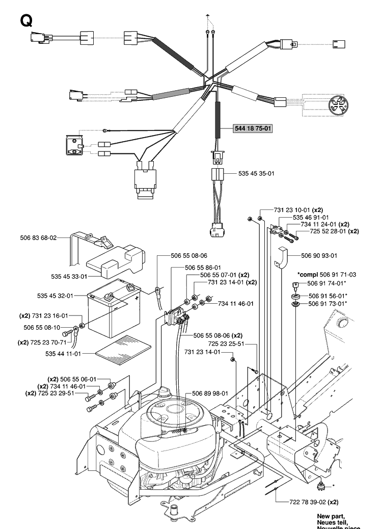 Electrical Diagram and Parts List for RIDER155AWD (965089301)(2006-01) Husqvarna Lawn Mower