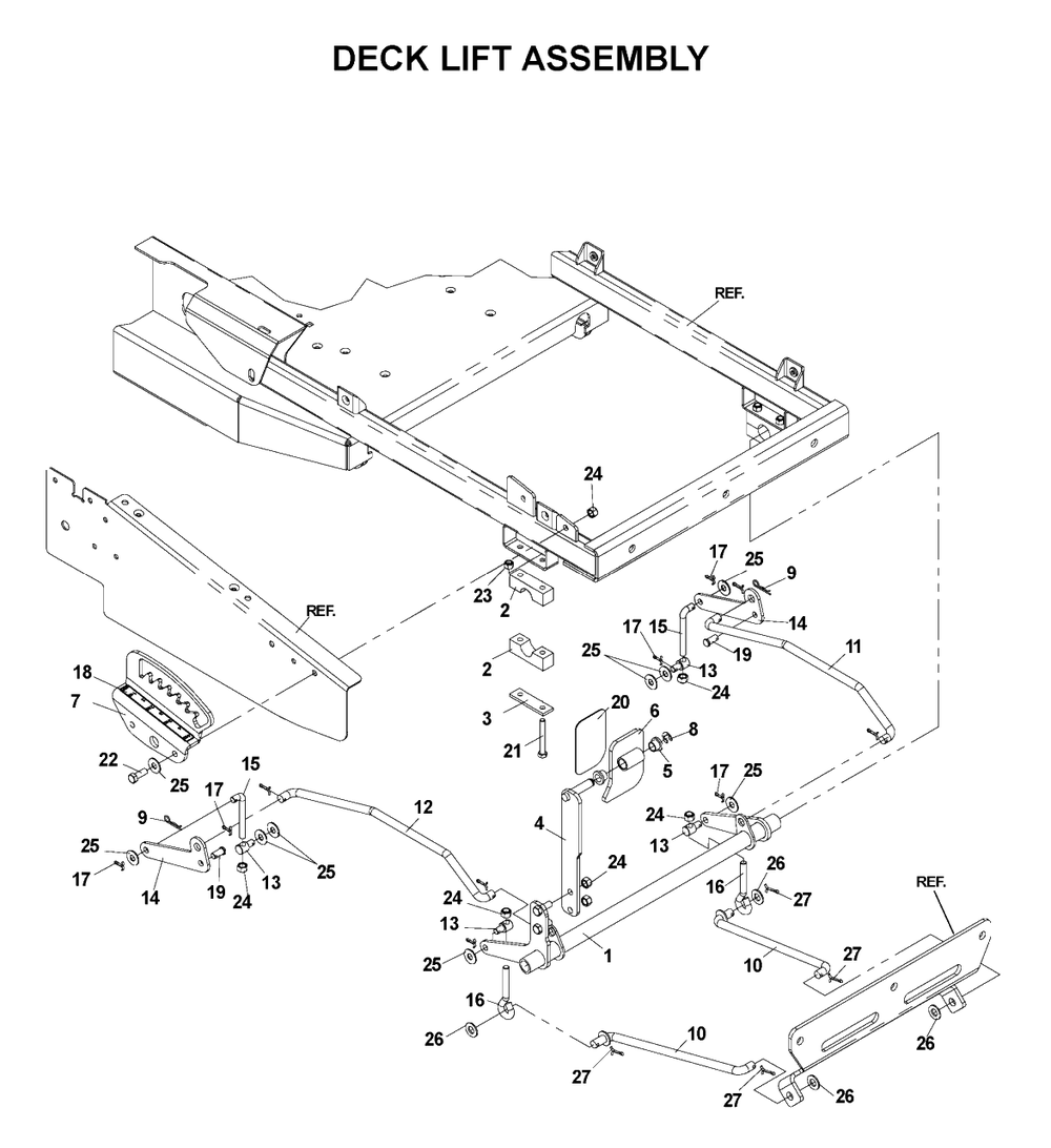 Mower Lift / Deck Lift Diagram and Parts List for CZ4815KAA (968999219)(2003-05) Husqvarna Lawn Mower