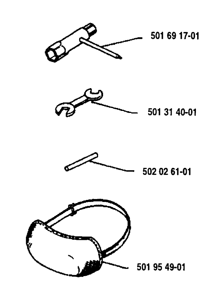 Accessories Diagram and Parts List for 125RB 1993-01 Husqvarna Brush Cutter